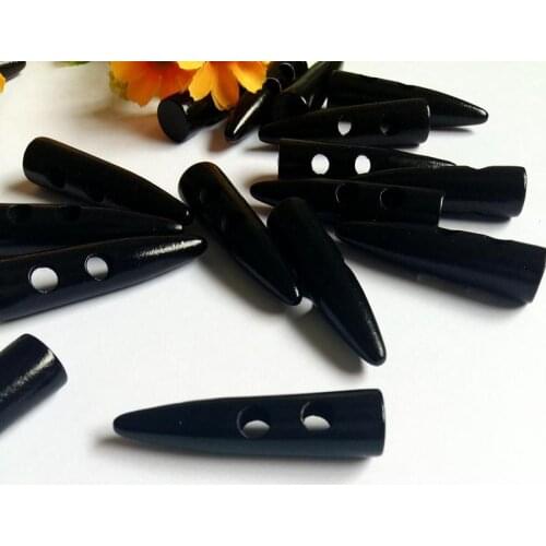 10pcs 53mm Bullet-shaped olive buckle Wooden buttons Sewing Horn Toggle Buttons 2 Holes for Garment Accessories