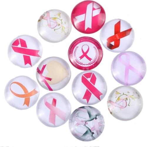 10 Pcs/pack 20mm Hot Selling Female Red Ribbon Positive Energy Promotion Glass Patch Promotion Jewelry Icon Accessories