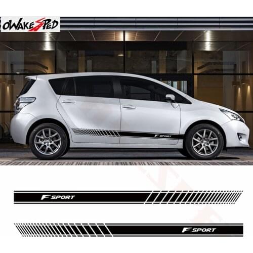 2PCS Car Side Skirt Stripes Decor Stickers F Sport Styling Vinyl Decal For Toyota Camry Avalon Yaris Prius Verso Corolla