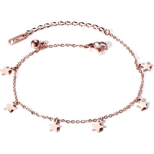 2021 Trendy Titanium Steel Rhinestones Material A Variety Of Styles Rose Gold Grandeur Anklet Suitable For Womens Jewelry