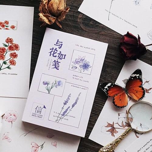 30 Sheets/Set flowers letter Postcard DIY Cartoon Greeting Cards Message Card Gift Stationery