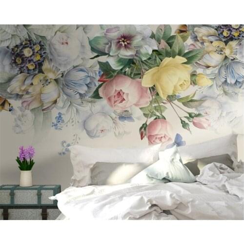 Beibehang Custom wallpaper mural hand-painted vintage roses TV bedside background wall 3d wallpaper home decor papier peint
