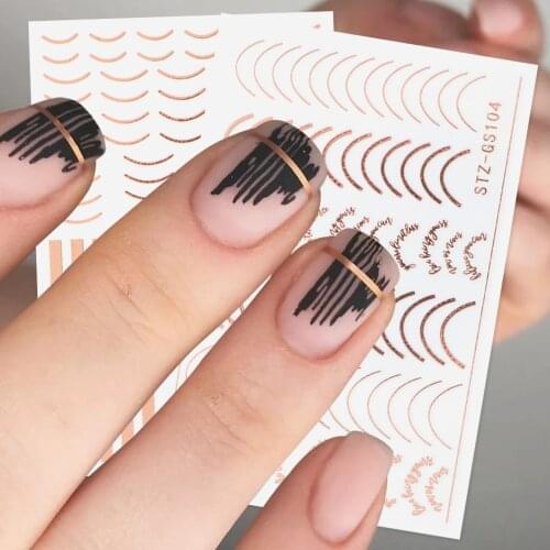 3D Gold Silver Stripe Geometry Striping Tape Nail Design Metal Glitter Sticker for Nails Polish Manicure Nail Foils NTSTZ-GS104