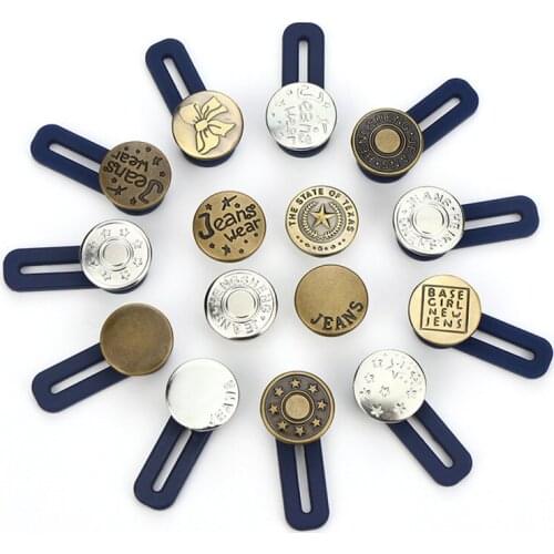 5Pcs Metal Extended Retractable Sewing Buttons Adjustable Disassembly Jeans Waist Button Buckles Pant Waistband Expander