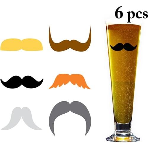 6pcs Creative Cute Wine Cup Mark Wine Glass Charm Assorted Moustache Silicone Wine Glass Marker Bar Accessories