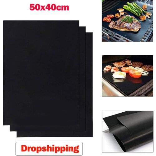 Non-stick BBQ Grill Mat Reuse 50x40cm Baking Mat Cooking Grilling Sheet Heat Resistance Easily Clean Kitchen Party Dropshipping