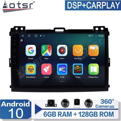 6+128G Android Radio Car Multimedia Video Player For Toyota Prado 2004-2009 navigation GPS IPS screen PX6 No 2 Din AutoRadio