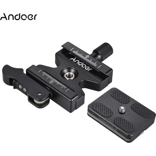 Andoer CL-50LS Aluminum Alloy Quick Release Clamp and Quick Release Plate for Arca Swiss Standard Quick Release Ball Head Tripod