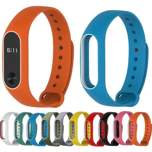 Colorful MiBand 2 Silicone Wrist Strap Bracelet Double Color Replacement watchband for Original Xiaomi Mi band 2 Wristbands belt