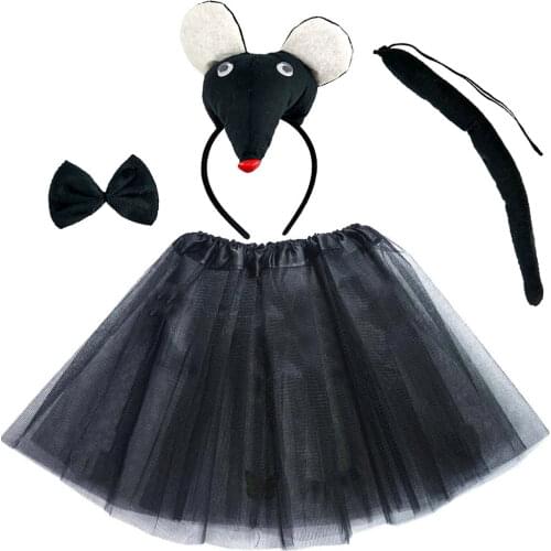 Children Girl Kids Animal Mouse Rat Costume Cosplay Props Birthday Party Carnival Halloween Christmas - Headband Tail Tie Skirt