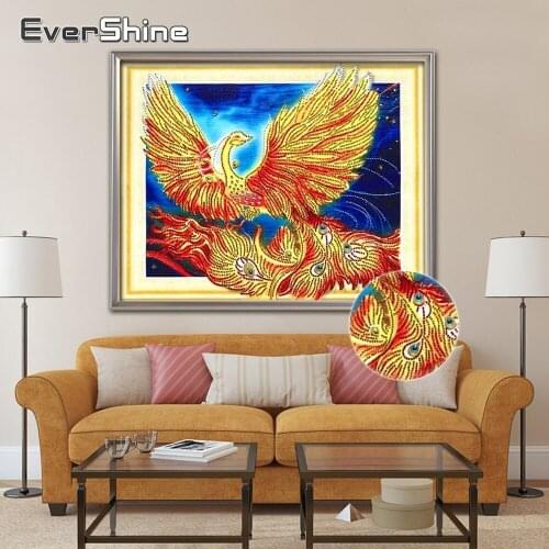 EverShine Diamond Painting Special Shape Phoenix Cross Stitch Diamond Mosaic Partial Diamond Embroidery Animal Home Decor Gift