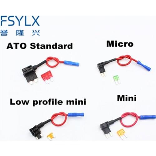 FSYLX 2xAdd A Circuit Standard/Mini/low-profile mini/micro Fuse Boxes Holder Piggy Back Fuses Tap Dual Circuit Adapter Holder