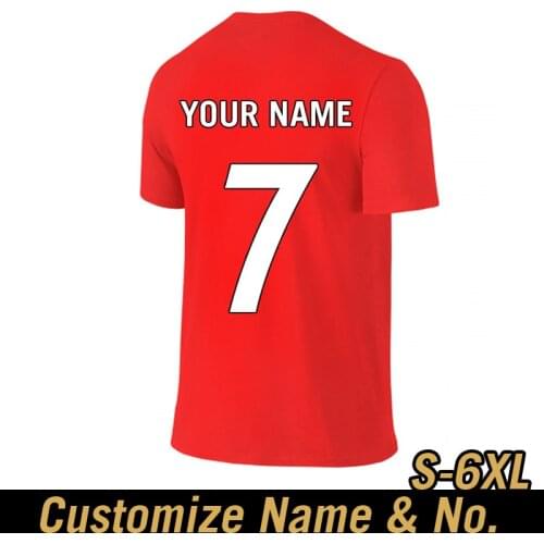 Customize Name Shirts Football Culture T-shirt Red Number 7 Jersey Cotton Short Sleeve Personalized Tees