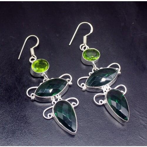 Gemstonefactory Big Promotion 925 Silver Amazing Green Topaz Peridot Sunny Women Ladies Gifts Dangle Drop Earrings 20212417
