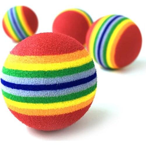 Cats And Dogs Toys Ball Chew Toy Pet Kitten Ball Rainbow Elastic Rubber 3.5 Cm Funny For Pet Fidget Toys Ball Accessories
