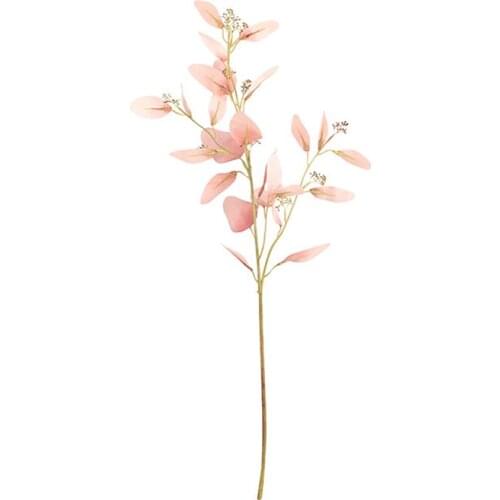 Artificial Pink Berry Fruit Green Eucalyptus Branch For Home Shop Wedding Flower Arrangement
