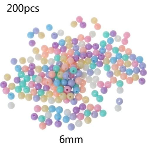K3ND 200PCs Multi-Color Acrylic Round Ball Spacer Beads For DIY Jewelry Making 6mm