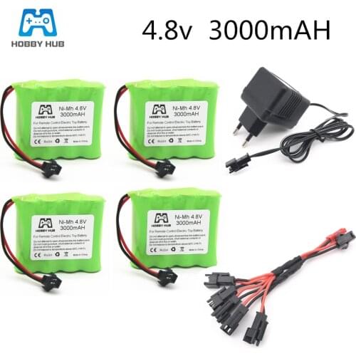 Hobby Hub nimh 4.8V 3000mAh 2400mAh 2800mAh With Charger For RC car ship Remote Control Toys Electric toy AA 3000 mah battery