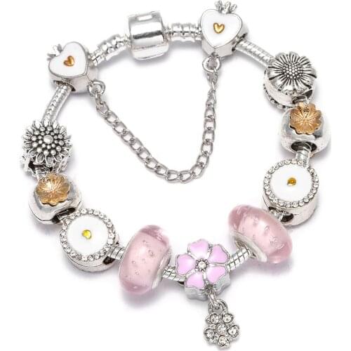CHIELOYS New European Crystal Bead Charm Bracelet Fit Women Brand Bracelets & Bangles Jewelry Fashion Love DIY Jewelry Gift