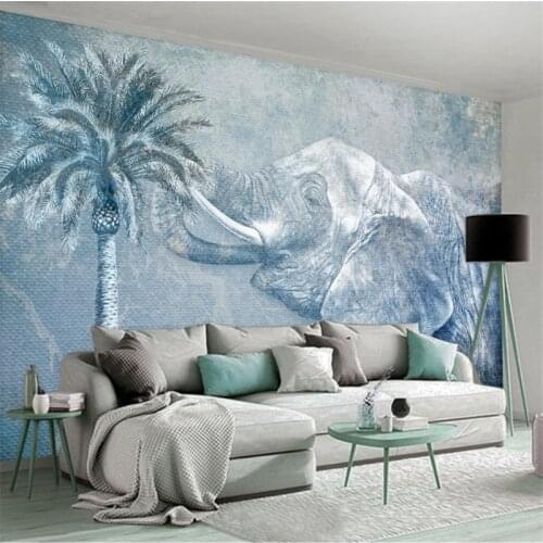 Wellyu Custom wallpaper 3d tropical rainforest elephant oil painting background wall living room bedroom background wallpaper