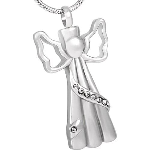 Charm Angel With Crystal Cremation Jewelry Skillfully Manufacture Pet/Human Ashes Memorial Cremation Urn Pendant Necklace Women
