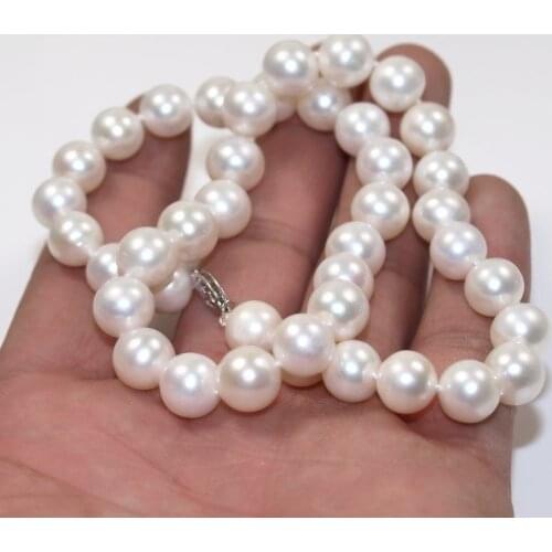 HOT 10-11MM SOUTH SEA GENUINE WHITE PEARL NECKLACE>Selling jewerly free shipping