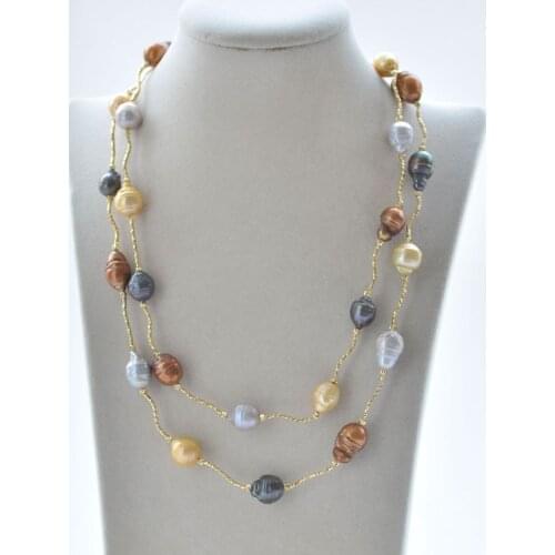 P7312 40" 18mm Multicolor Baroque Drop Keshi Pearl Necklace