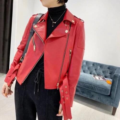 Real Sheepskin Coat Women Spring And Autumn Locomotive Model Short Clothes High Quality Bubble Leather Six Solid Color