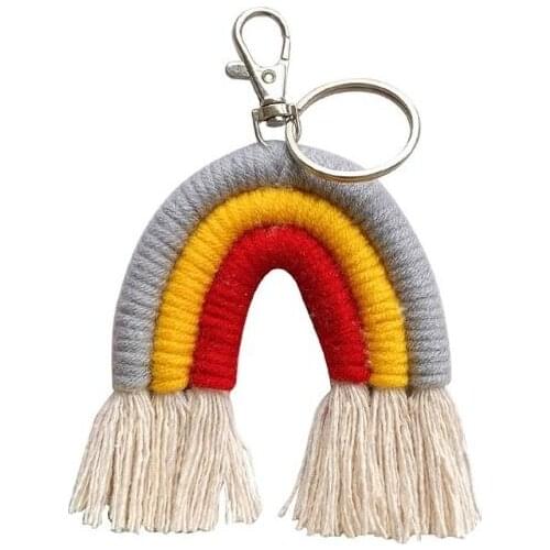 Weaving Rainbow Keychains Boho key Holder Keyring Macrame Bag Charm Car Hanging