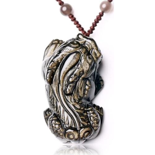 Authentic natural fashion black and gold obsidian to create evil like the pendant mens womens jade pendants
