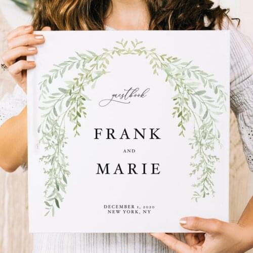 Custom Wedding Guestbook Greenery Wedding Guest Book for Rustic Wedding Modern Wedding Personalized Photo Album with Names