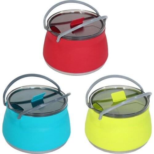 Camping Portable Silicone Folding Kettle Outdoor Compressible Folding Pot Travel Silicone Kettle