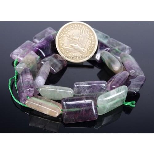 Natural Multi-Colored Fluorite Rectangle Gems Stone Beads 13x18mm 15.5'' Strand for Jewelry Making Crafts 2 Strands/Pack