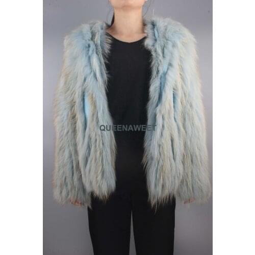 QUEENAWEET Red Fur Coats