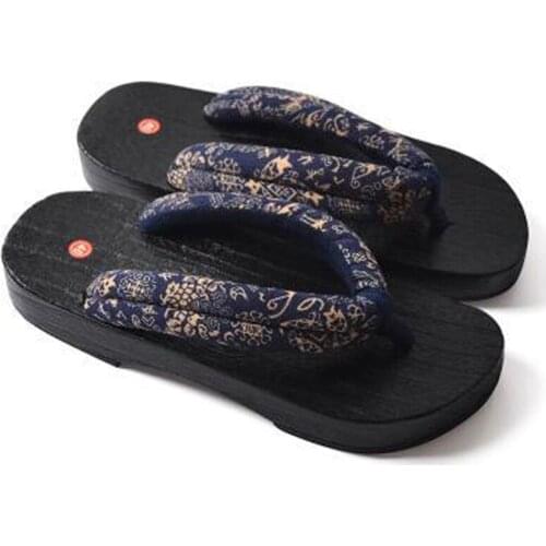 Japanese Style Men Shoes Geta Clogs Flip Flops Round Toe Man Woman Paulownia Wooden Slippers Cosplay Flip Flops Outdoor Sandals