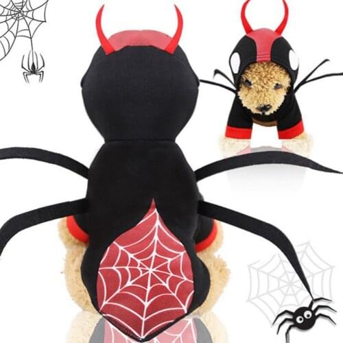 Funny Cute Pet Dog Cat Halloween Christmas Dog Clothes Hooded Spider Costume Cosplay Dress Up