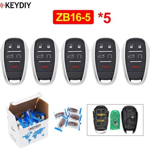 5Pcs/Lot KEYDIY 5 Button Universal KD Smart Key ZB16-5 Car Key Remote Replacement for KD-X2 Fit for More than 2000 Models