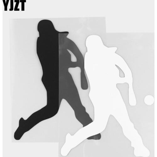 YJZT 13.0×16.9CM Baseball Batsman Exquisite Vinyl Decal Car Sticker Rear Body Rear Window Decoration Black/Silver 20A-0325