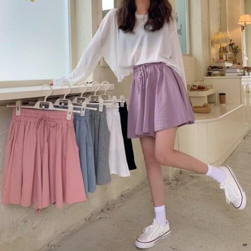 High Waist Skirt Female Students All-match A-line Skirt 2021 New Spring And Summer Thin Solid Color Elastic Waist Skirt