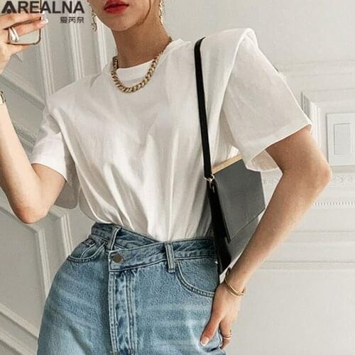 2021 Women Summer T-Shirt Bottoming Basic Solid Korean Style Wild Lady White black Oversize Tops casual loose tee shirt femme