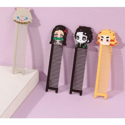 Hair Brush Women Anime Cosplay Demon Slayer Mini Metal Comb Anti-static Hairdressing Beauty Tools Salon Accessaries