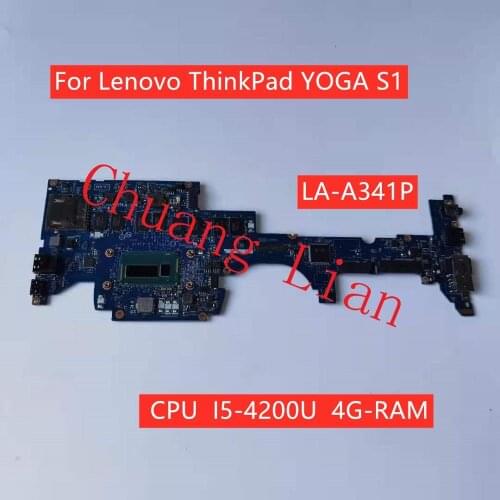ZIPS1 LA-A341P For Lenovo ThinkPad YOGA S1 Laptop motherboard with CPU I5-4200U 4G-RAM 100% Fully Tested