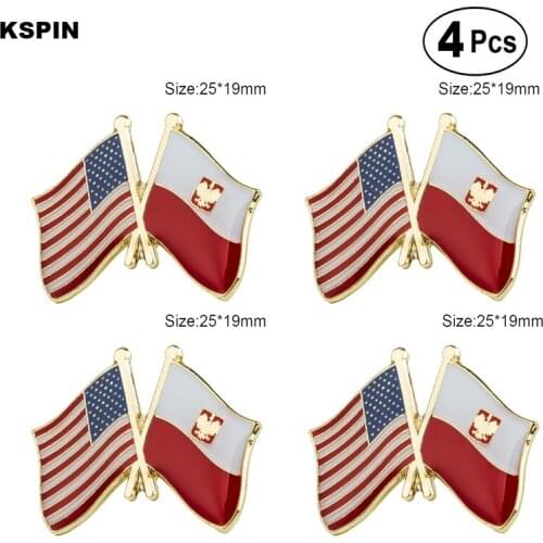 U.S.A.& Poland Friendship Flag Pin Lapel Pin Badge Brooch Icons 4pcs
