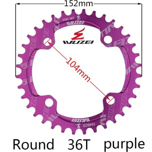 WUZEI Chainring 1 speed system Narrow Wide Sprockets 104 BCD ROUND 32/34/36/38/40/42T for MTB 1*9/10/11s Chainwheel Ring