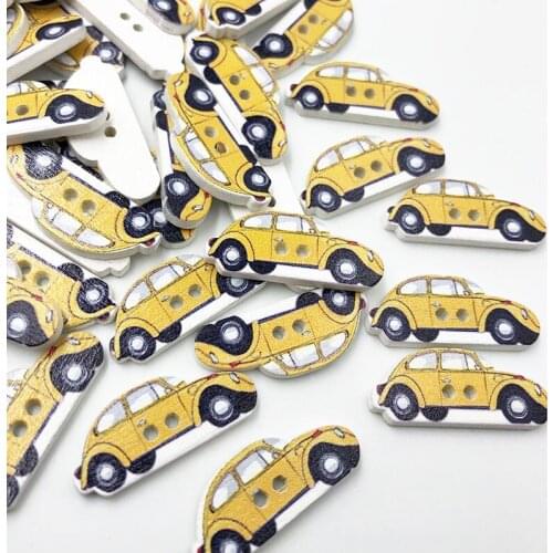 10/50/100Pcs Car Pattern Wood Buttons For DIY Craft Scrapbooking Decorative Accessories 30x12mm WB784