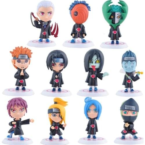 11Pcs/Set Naruto Toys Q Version Uzumaki Naruto Uchiha Sasuke Action Figure Anime Model PVC Statue Collectible Toy