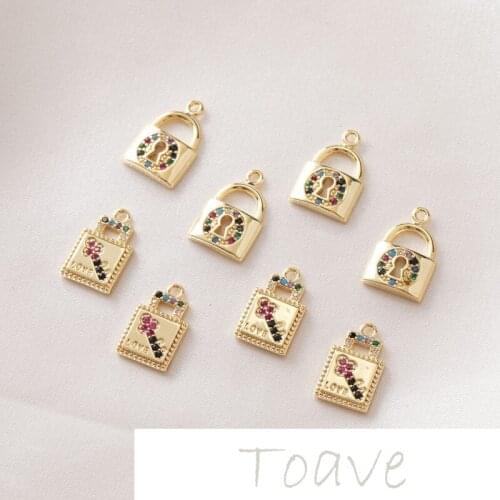 14K Color Preserving Color Zircon Key Pendant diy Earring Bracelet Material Accessories