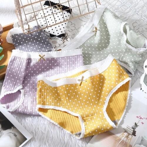 3Pcs Womens Sexy Underwear Cute Cotton Panties Briefs for Girl Ladies Lingerie Cartoon Girls Cute Pantys Lingerie Cute