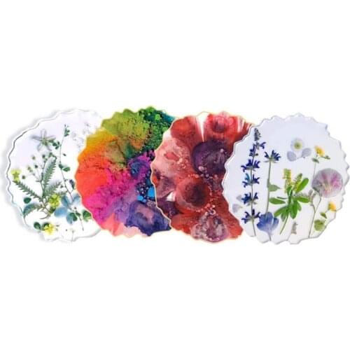 4 in 1 Crystal Epoxy Resin Coaster Tray Molds Agate Geode Resin Molds Coaste Making Accessories Office Home Decoration