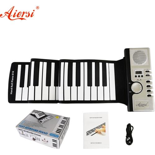 Aiersi Portable Foldable Roll Up MIDI Flexible Piano 49 61 88 Keys Silicone Soft Keyboard Electronic Organ musical gifts for kid